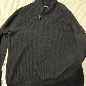 Men's Black Sweater with Textured Design